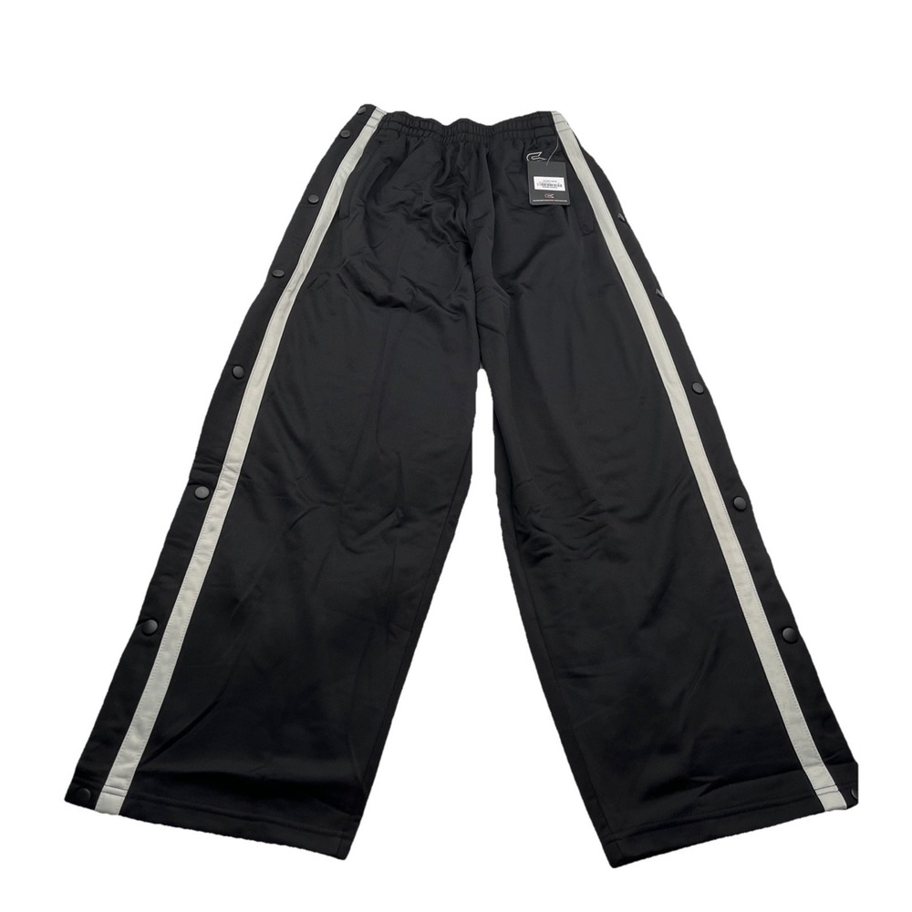 Colosseum Athletics Mens Track Pants M Black/Silver Breakaway Active Snap‎ Side